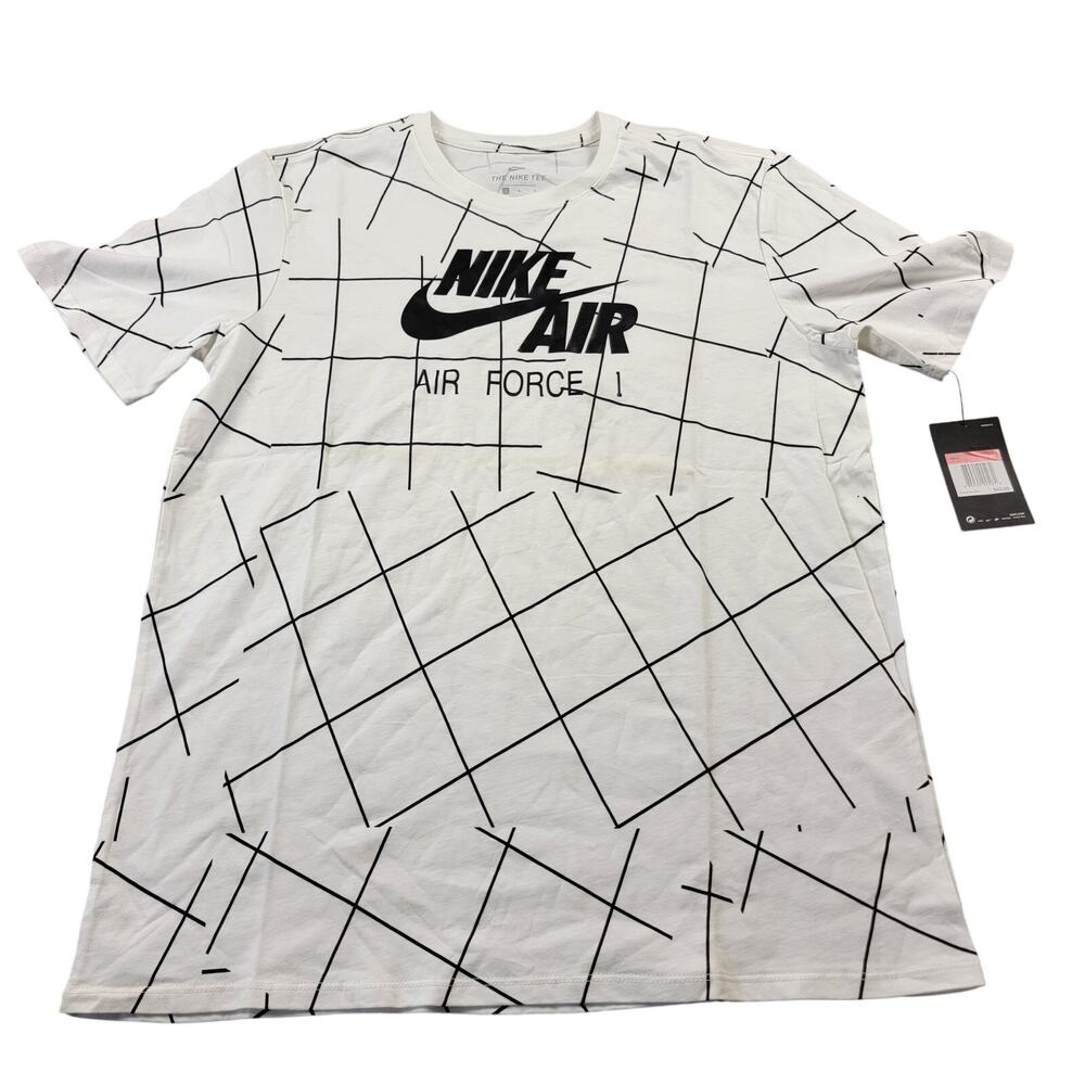 Nike Air Force 1 All-Over Print Graphic Tee Shirt Men's L White NWT 911926-100